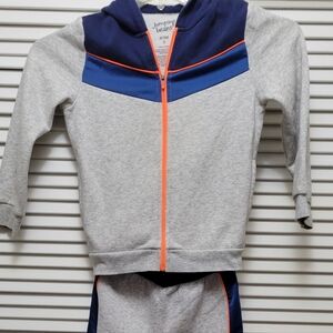 Active USA Light Gray Hoodie & Joggers with Navy Panels and Orange Trim